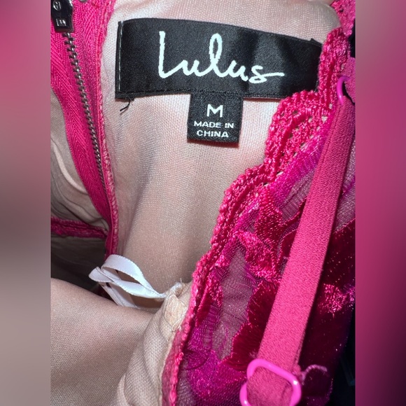 Lulu's Fuchsia Lace Midi Dress - Picture 3 of 3